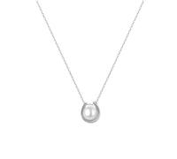 AMDXD Collar auténtico para mujer de 9 K/14 K/18 K, oro blanco, colgante para mujer en forma de U con perla de corte redondo blanco, cadenas para mujer, oro blanco 375/585/750, 40 + 5 cm, Oro blanco