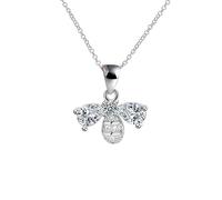 AMDXD Collar de mujer estilo Art Nouveau 375 oro blanco, cadena de gota de agua de abeja para mujer, regalo con laboratorio creado con corte de gota de diamante, 9 K, joyería auténtica, 45 + 5 cm