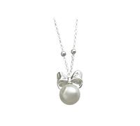 AMDXD Collar de oro blanco Au 375/585/750 para mujer, cadena vintage de oro auténtico, colgante clásico, nudo de 9,3 mm, con perla de corte redondo blanco, collares para mujeres de 9 K/14 K/18 K, oro
