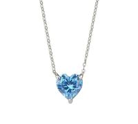 AMDXD Collar de oro blanco de 9 K/14 K/18 K para mujer, colgante de amor, cadena para mujer con topacio tallado en corazón, azul, joyas auténticas para mujer, Au 375/585/750, oro blanco, 40 + 5 cm