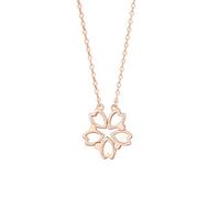 AMDXD Collar de oro rosa de 9 K/14 K/18 K para mujer, bisutería auténtica, colgante de flor de cerezo, cadena para mujer, oro rosa Au375/585/750, 40 + 5 cm, Oro rosa de 9 quilates