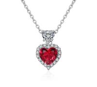 AMDXD Collar moderno para mujer de oro blanco Au375 de 9 quilates, cadena de corazón para mujer con diseño de laboratorio, diamante tallado en corazón, oro de 9 quilates, joyas auténticas, 45 + 5 cm