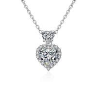 AMDXD Collar moderno para mujer de oro blanco Au375 de 9 quilates, cadena de corazón para mujer con diseño de laboratorio, diamante tallado en corazón, oro de 9 quilates, joyas auténticas, 45 + 5 cm