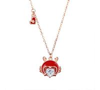 AMDXD Collar para mujer con colgante de oro rosa Au375/585/750, colgante de dragón con corazón moissanita, talla blanca, collar para mujer, 9 K/14 K/18 K, oro rosa, 40 + 5 cm, Oro rosa de 18 quilates