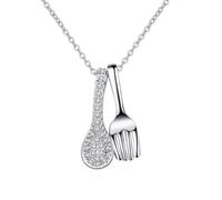 AMDXD Collar para mujer de oro blanco 750 de 18 K, cuchara y tenedor, cadenas para mujeres con diamante creado en laboratorio, cadena de oro Au750, joyería real, 45 + 5 cm