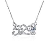 AMDXD Collar para mujer, estilo Art Nouveau, oro blanco 375 de 9 quilates, número 520, cadena para mujer, regalo con diamante creado en laboratorio, oro de 9 quilates, joyería auténtica, 45 + 5 cm