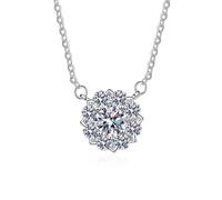 AMDXD Collar para mujer, estilo Art Nouveau, oro blanco 585 de 14 quilates, cadena de flores para mujer, regalo con diamante creado en laboratorio, oro de 14 quilates, joyas de oro real, 45 + 5 cm