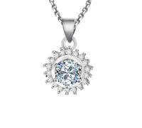 AMDXD Collar para mujer, estilo Art Nouveau, oro blanco de 18 K, 750, cadena de flores, regalo para mujer con diamante creado en laboratorio, oro Au750, joyería auténtica, 45 + 5 cm