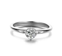 AmDxD Joyas de oro auténtico, anillos de compromiso de 18 quilates, oro blanco 750 con 4 garras de diamante de 0,3 quilates / 0,5 quilates, anillo de confianza, regalo para mamá y amor, antialérgico