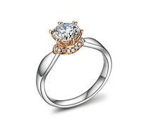AmDxD Joyas de oro auténtico, anillos de compromiso de 18 quilates, oro blanco 750 con 6 garras de diamante de 0,3 quilates / 0,5 quilates de 1 ct, para mujer, anillo de confianza, regalo para mamá y