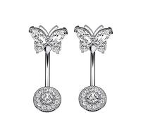 AMDXD Juego de 2 piercings para el ombligo de 14 g, diseño de mariposa, Acero inoxidable, Circonia cúbica