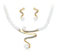 AMDXD Juego de 3 cadenas para mujer, joyas elegantes, colgantes chapados en oro, pendientes para niña con perla blanca - oro