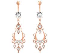 AMDXD Juego de piercings 14G, 2 unidades, para ombligo, lágrima, gota, borla, piercing banana, colgante para mujer y niña, Acero inoxidable, Circonia cúbica