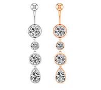 AMDXD Juego de piercings 14G, 2 unidades, para ombligo, lágrima, gota, redondo, para el ombligo, para el cuerpo, Acero inoxidable, Circonia cúbica