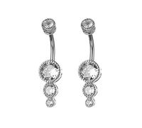 AMDXD Juego de piercings de calibre 14, 2 unidades de piercing para el ombligo, círculo clásico, anillo para el ombligo, joyería colgante con circonita, joyas de verano - plata