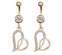 AMDXD Juego de piercings de calibre 14, 2 unidades, piercing para ombligo, colgante con circonita, oro rosa