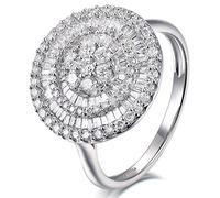 AMDXD Par de anillos de oro blanco de 18 quilates, anillos con diamante de 0,7 quilates, gran ronda, para mujeres, niñas, niños, confirmación, regalos para niñas, joyas auténticas, Oro blanco de 18