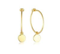 AMDXD Pendientes colgantes de plata 925, pendientes de aro redondos para mujer, regalo de San Valentín para mujeres, plata/oro, Plata de ley, Sin circonitas cúbicas