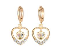 AMDXD Pendientes de oro 585 de 14 quilates, joyas de oro auténtico, pendientes de corazón hueco con granate, amatista, rojo, morado, verde, oro amarillo Au585, pendientes de moissanita, para mujer