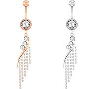 AMDXD Piercing para el ombligo 14G, 2 unidades, juego de piercings con borla, anillo de ombligo, cuerpo, piercing de joyería, colgante para hombre y mujer, Acero inoxidable, Circonia cúbica