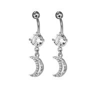 AMDXD Piercing para el ombligo de 14 g, 2 unidades, juego de piercings para el ombligo y el cuerpo, colgante, Acero inoxidable, Circonia cúbica