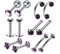 AMDXD Piercing para oreja, acero inoxidable, anillo de segmento Clicker Stud U Herradura, Piercing Body Jewellery para hombres y mujeres, piezas, Acero inoxidable, Circonia cúbica