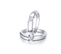AMDXD Platino PT950 Anillos Diamante 0,35 ct, 1 par de alianzas de diseño clásico para parejas, anillos de pareja, anillos de amistad, joyas de oro auténtico, Damen 51 & Herren 54, Platino, Diamante