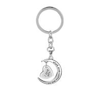 AMDXD Porte Clé Moto, Porte-Clés Acier Inoxydable Lune Cœur Avec Gravure I Love You to The Moon and Back, Argent, 3.4 X 2.8CM