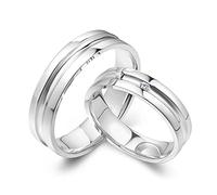 AMDXD PT950 Anillos Diamante 0,02 ct, 1 par de alianzas de boda diseño clásico anillo de diamante anillo de boda solitario anillo de oro real joyas, Damen 56 & Herren 66, Platino, Diamante