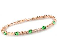 AMDXD Pulsera para mujer de oro rosa de 18 quilates, pulseras de huesos con tsavorite verde de 1,77 ct, regalos de cumpleaños para mujeres, madre, novia, Oro rosa de 18 quilates, tsavorita