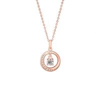 AMDXD Rosegold 9K/14K/18K Damen Kette Vintage Echtgold Schmuck Anhänger Damenkette Kreis mit Moissanit Rundschliff Weiß, Halsketten für Frauen Au375/585/750 Rose Gold, 40+5CM, Oro rosa de 9 quilates