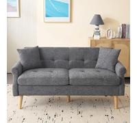 AMDXD Sofá doble de diseño moderno, muebles tapizados, tela de chenilla, sofá tapizado, sofá con cojines gruesos, adecuado para salón, dormitorio, apartamento, gris, 162 x 74 x 77 cm
