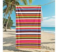 AMDXD Toalla de playa de microfibra ultraligera, diseño de rayas, toalla de ducha, toalla de playa para playa/piscina/sillas de playa, multicolor, 75 x 150 cm