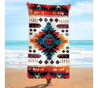 AMDXD Toalla de sauna multicolor, impresa con patrón geométrico étnico, toalla de playa, microfibra, toalla de ducha sin arena, toalla de playa para playa/piscina/sillas de playa, 100 x 180 cm