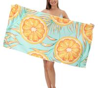 AMDXD Toalla de yoga de microfibra ultraligera, diseño de hojas naranjas, toalla de playa, toalla de yoga, adecuada para camping, gimnasio, playa, amarillo y verde, 75 x 150 cm