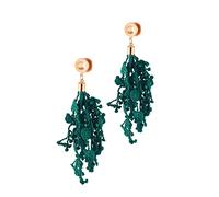 AMDXD Túnel de oreja, 2 unidades, dilatador, colgante de hojas en acero inoxidable, color verde, Acero inoxidable, Sin circonitas cúbicas