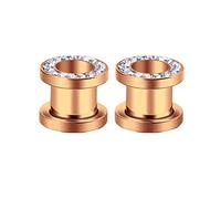 AMDXD Túnel de oreja, 2 unidades, flexible, dilatador fino, pendientes de aro con circonita en acero inoxidable, pendientes para hombre y mujer, piercing de cuerpo, Acero inoxidable, Circonia cúbica