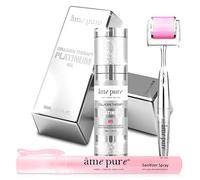 âme pure® CIT Face Roller PLATINUM KIT Tratamiento de microagujas de triple dosis para combatir los puntos negros y lograr una piel clara y saludable (Dermaroller 0.5mm + Gel + Desinfectante)