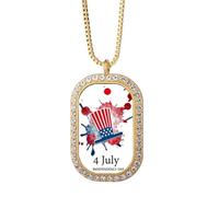 ame4 - Collar con colgante de sombrero de día independiente de julio con diamantes de cristal dorado