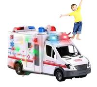 Ameble Ambulancia de Juguete Realista, vehículo de Emergencia, con Luces LED y música. Juguete Educativo Que fomenta la motricidad Fina para niños de 3 años en adelante.