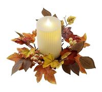 Ameble Anillos para Velas de Otoño 9.8 Hojas de Arce Artificiales Anillos para Velas Coronas con Bayas Corona de Otoño Pequeña para Acción de Gracias Halloween Centros de Mesa Decoración Halloween