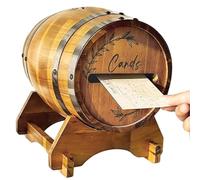 Ameble Caja para Tarjetas de Boda de Madera con Forma de Barril de Whisky para recepción, buzón rústico para Bodas, graduación, Despedida de Soltera, Fiesta de cumpleaños