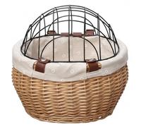 Ameble Cesta para Perros para Bicicleta - Transportín Seguro para Mascotas con Tapa para Perros y Gatos pequeños. Cesta de ratán para Mascotas y Almacenamiento. 30 x 25 x 20 cm.