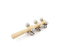 Ameble Christmas 13 Jingle Bells Baby Bells Safe Interactive Wooden Rattle Portable Baby Rattle with Handle for Children Party Favor Musical Toys
