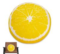 Ameble Cojín Redondo de Suelo con Forma de limón de 35 cm, Suave, cómodo y Bonito, con diseño de Fruta Decorativa, Lavable y con Cremallera para sofá.
