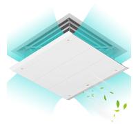 Ameble Deflector de Aire Acondicionado para Techo de 18x18 Pulgadas, Cuadrado, Ajustable, Colgante, anticondensación, Lavable, con Cadena Fija.