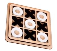 Ameble Juego de Noughts and Crosses para niños Juego de Mesa XO de Madera Mini Mesa Suave y sin olores Juegos de educativos para Fiestas Familiares y Viajes, Negro + Blanco