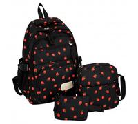 Ameble Lindo juego de mochila escolar juvenil con estampado de fresas para niñas, 3 piezas, incluye bolsa para el almuerzo y estuche para lápices, mochila liviana para niñas adolescentes, para