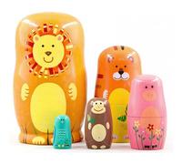 Ameble Muñecas Rusas muñecas anidadas de Madera de Tigre Blanco Ruso de 5 para niños - Juguete Educativo de Animales Hecho a Mano anidación para niños muñeca de Madera