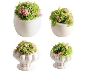 Ameble Plantas para casa de muñecas, Juego de 4 Plantas en Miniatura para casa de muñecas a Escala 1:12 con Detalles realistas, Mini para de, jardín de Hadas, decoración de Terra